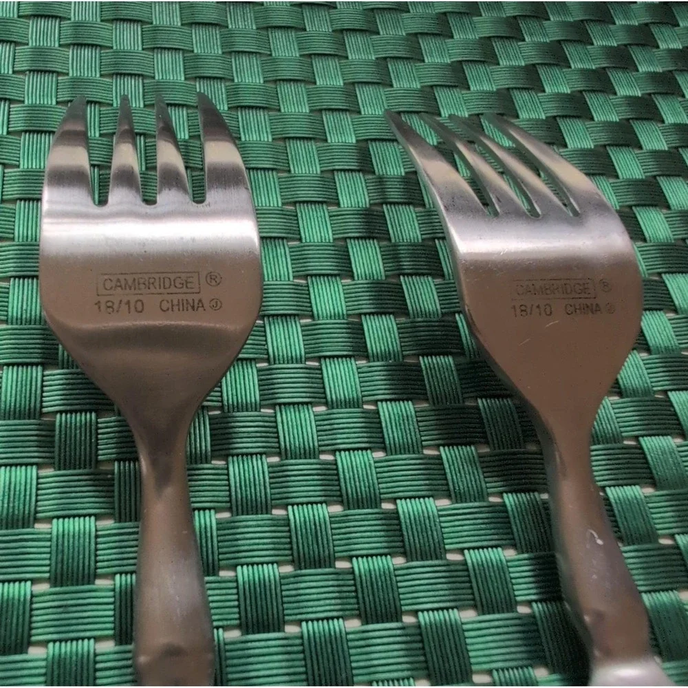 Cambridge TOWNHOUSE Salad Forks Set Lot of 2 SATIN Stainless Bistro Style VTG